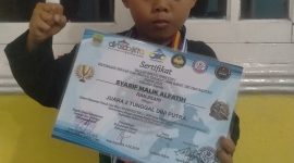Keterangan Poto: Syarif Malik Alfatih murid padepokan pencaksilat Ranjisari sabet kejuaraan ditingkat Provinsi Jawa Barat