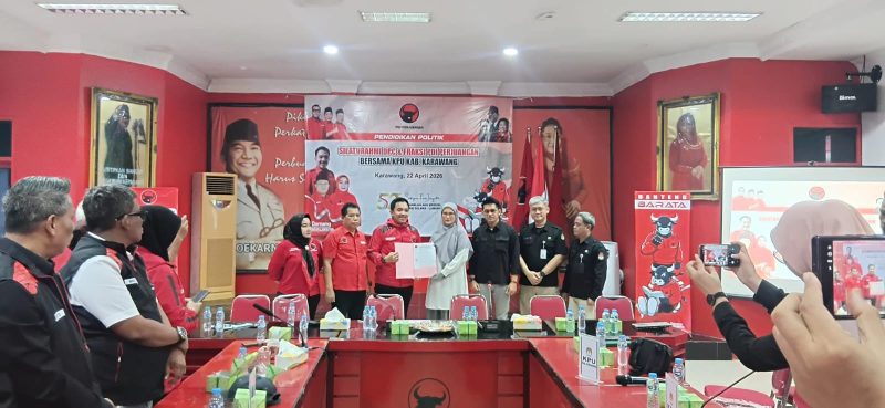 Keterangan Poto: Partai Demokrasi Indonesia Perjuangan (PDIP) dan Komisi Pemilihan Umum (KPU) Kabupaten Karawang menggelar silaturahmi dan koordinasi di Kantor DPC PDIP Karawang