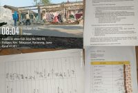 Keterangan gambar proyek bangunan Alfamart dan surat petisi yang ditandatangani oleh pihak warga yang menolak atas pembangunan proyek tersebut 