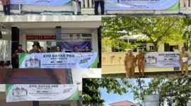 Bapenda mendistribusikan spanduk edukatif bertema “Ayo Bayar PBB Tepat Waktu” di berbagai titik strategis