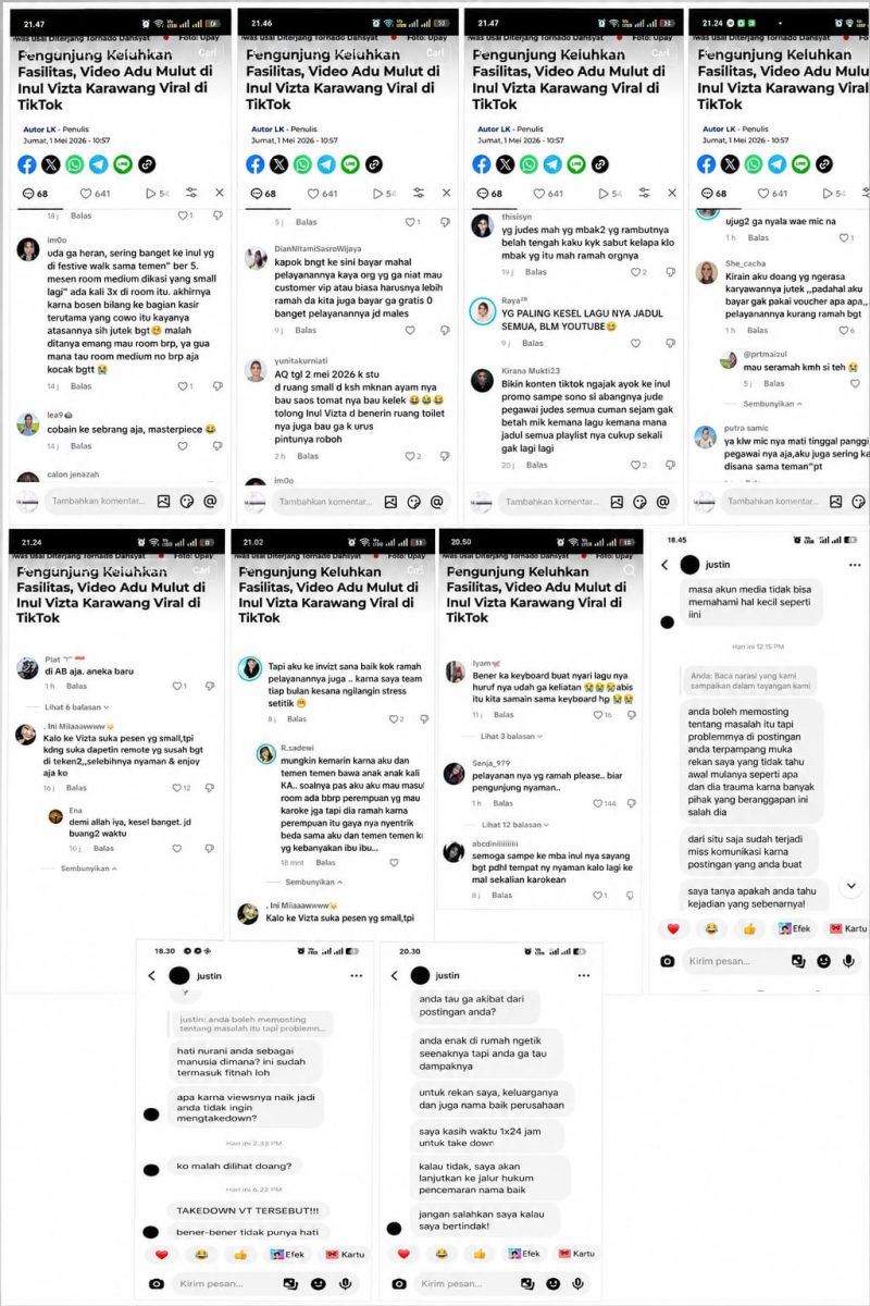 Keterangan Foto: beragam komentar warganet pro dan kontra tentang Inul Vizta karaoke Karawang