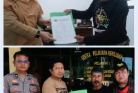 Ketua DPAC PSN Kecamatan Tempuran didampingi Humas DPC PSN Kabupaten Karawang menyerahkan tembusan Surat Keputusan Pembentukan dan Kepengurusan DPAC PSN Kecamatan Tempuran Karawang