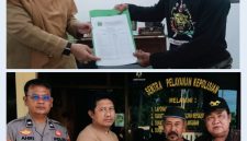 Ketua DPAC PSN Kecamatan Tempuran didampingi Humas DPC PSN Kabupaten Karawang menyerahkan tembusan Surat Keputusan Pembentukan dan Kepengurusan DPAC PSN Kecamatan Tempuran Karawang