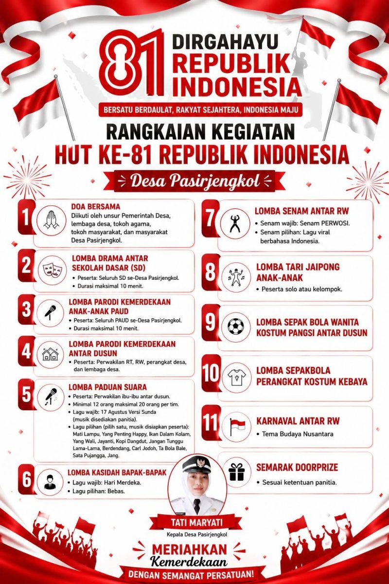 Keterangan Foto: Tati Maryati Kepala Desa Pasirjengkol menyiapkan berbagai kegiatan untuk memeriahkan Hari Ulang Tahun (HUT) ke-81 Kemerdekaan Republik Indonesia