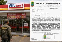 Gambar Alfamart dengan dilengkapi surat Satpol PP kabupaten Karawang 