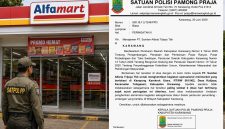 Gambar Alfamart dengan dilengkapi surat Satpol PP kabupaten Karawang 