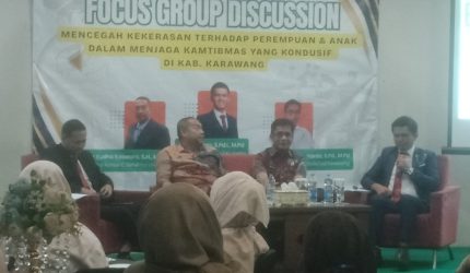 Keterangan Foto: Focus Group Discussion (FGD) Lintas Sektor dari Polresta Karawang, Disdikbud, Akademisi Universitas Singaperbangsa Mencegah Kekerasan terhadap Perempuan dan Anak