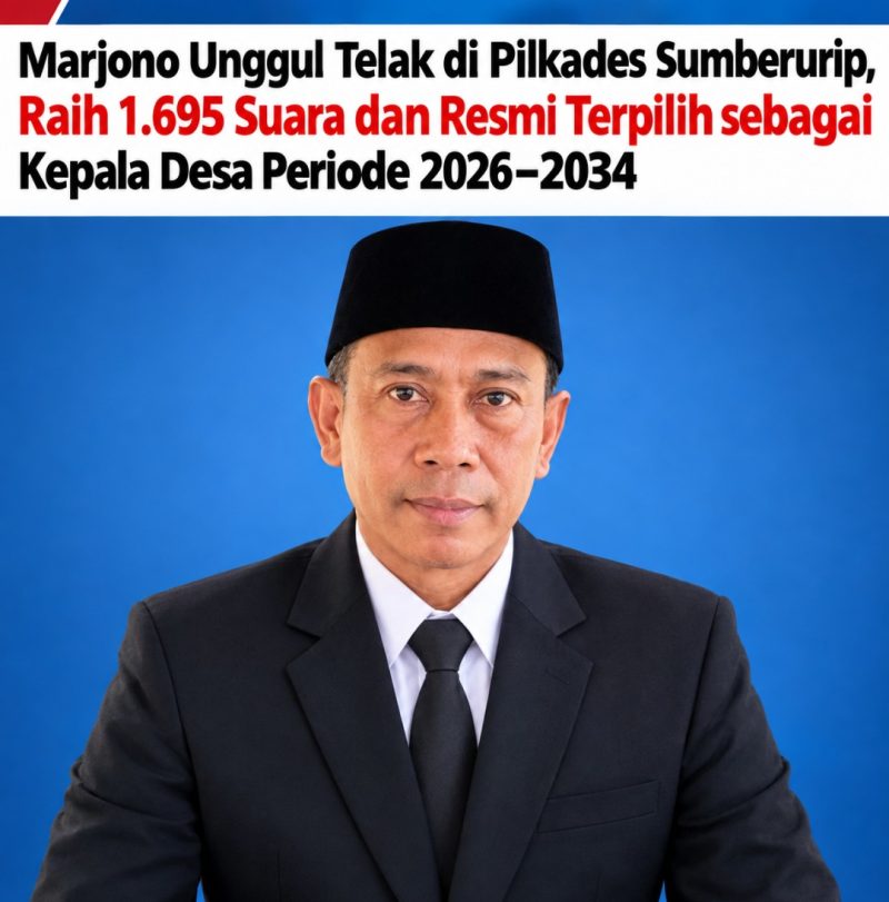 Marjono Unggul Telak di Pilkades Sumberurip, Raih 1.695 Suara dan Resmi Terpilih sebagai Kepala Desa Periode 2026–2034