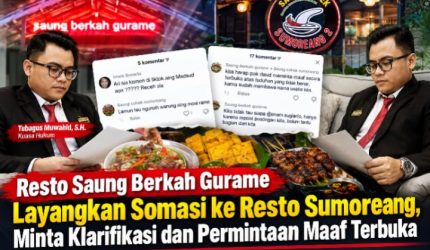 Perselisihan antara pemilik Resto Saung Berkah Gurame Rengasdengklok, Purkon, dan pemilik Resto Sumoreang menjadi sorotan setelah muncul sejumlah komentar dan unggahan di media sosial yang dinilai mengaitkan kedua usaha kuliner tersebut dengan ulasan konsumen mengenai makanan.