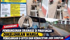 Pembangunan drainase lingkungan di Dusun Sukadana RW 001, Desa Pinayungan, Kecamatan Telukjambe Timur, Kabupaten Karawang, menjadi sorotan masyarakat.
